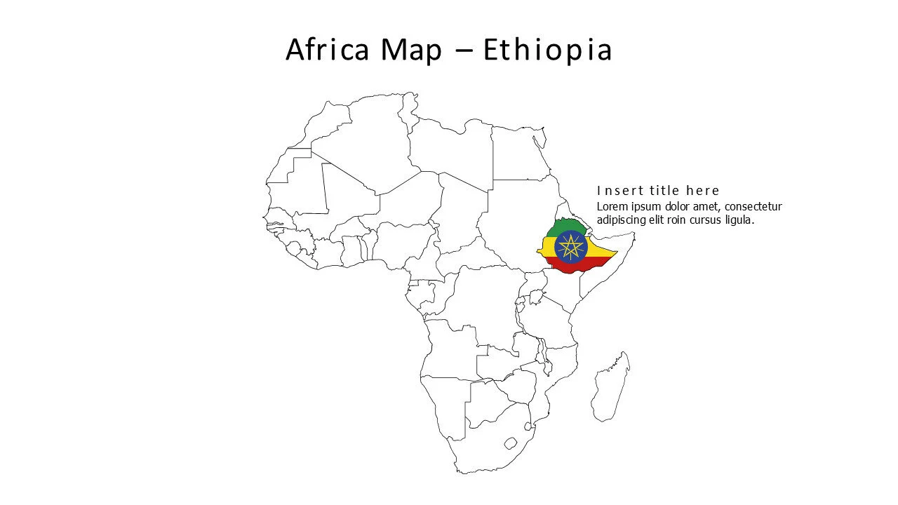 Ethiopia map with flag