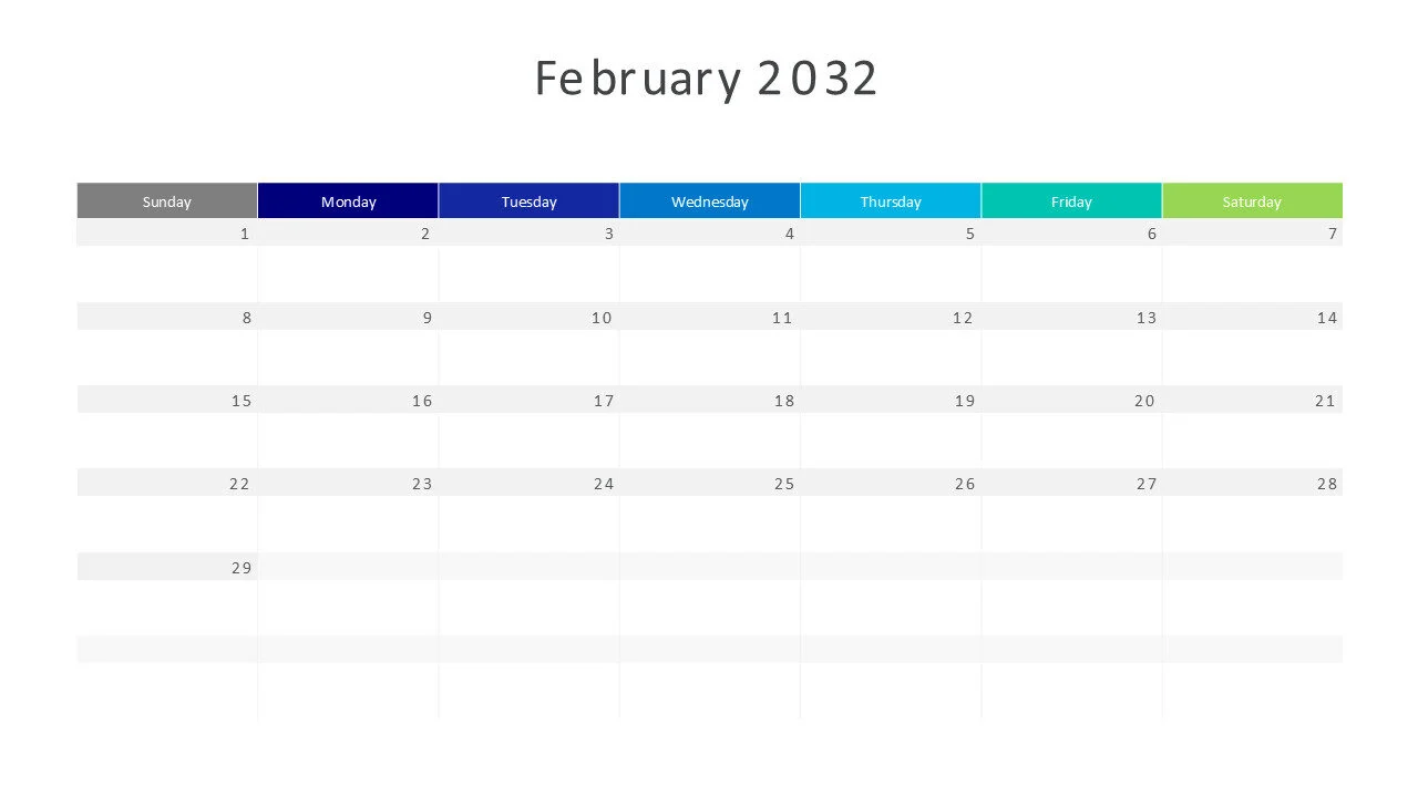 February 2032 calendar