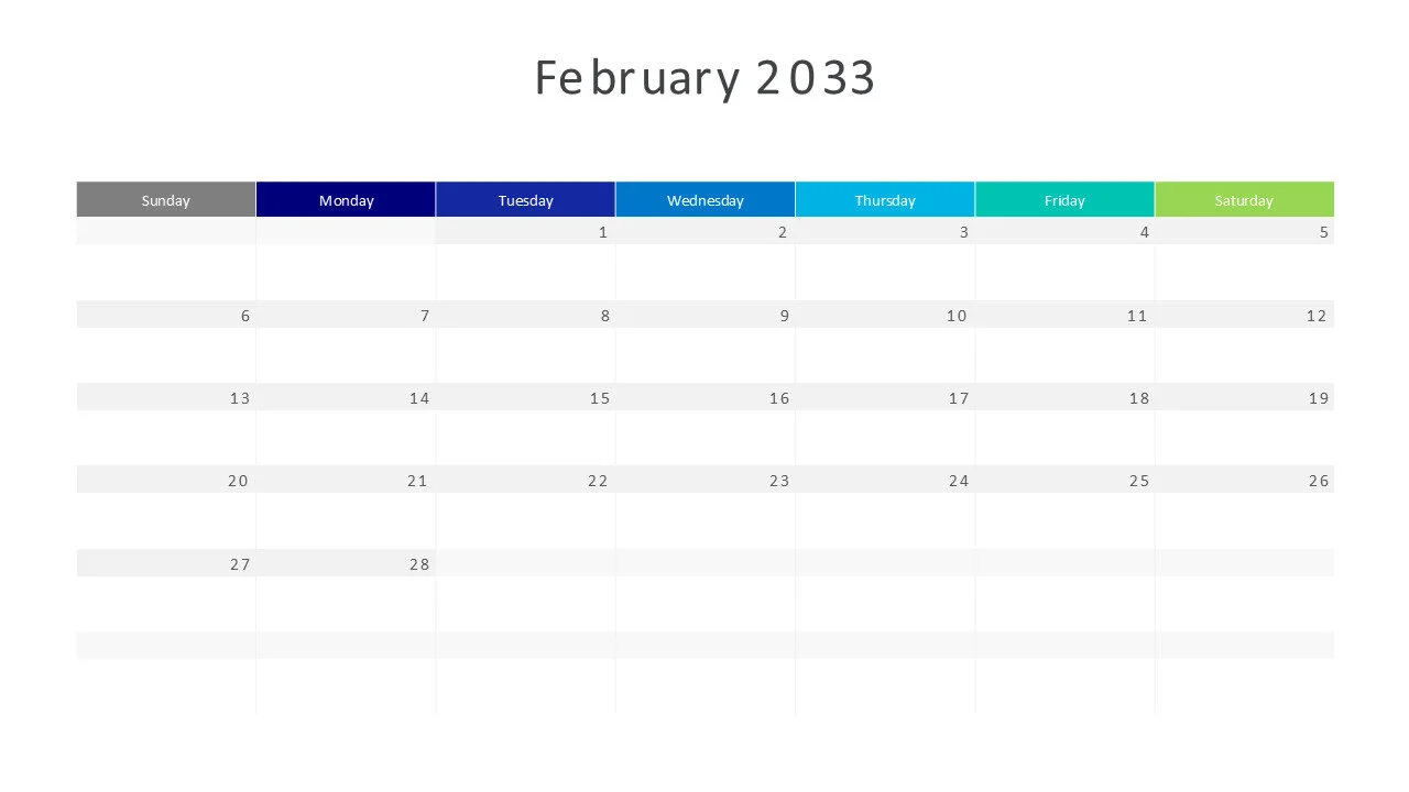 February 2033 calendar
