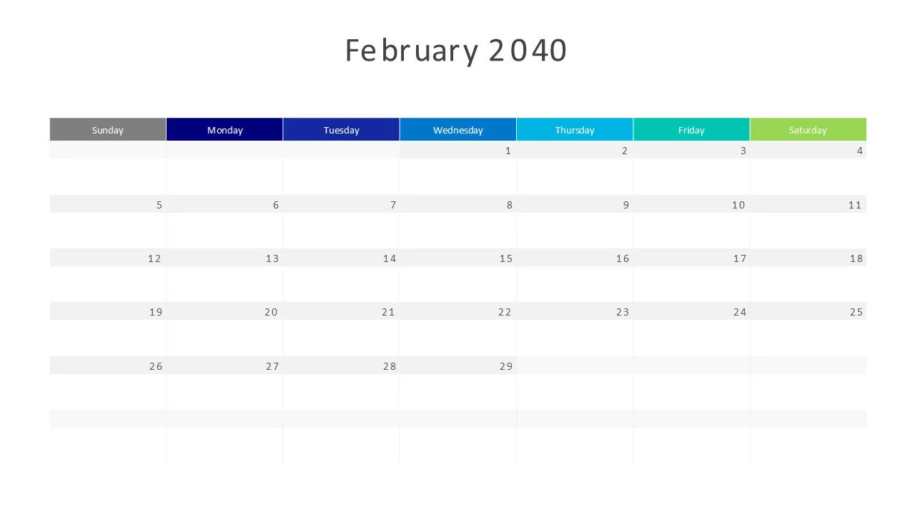 February 2040 calendar