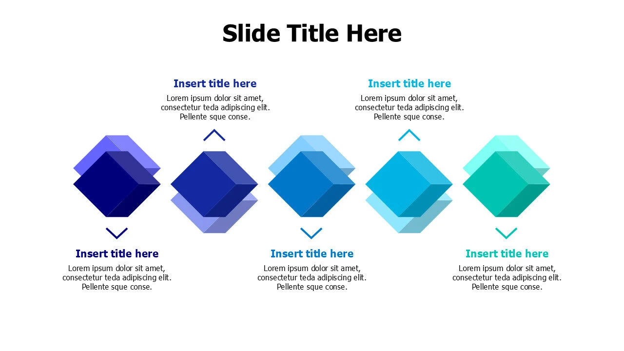 Five 3D pieces template