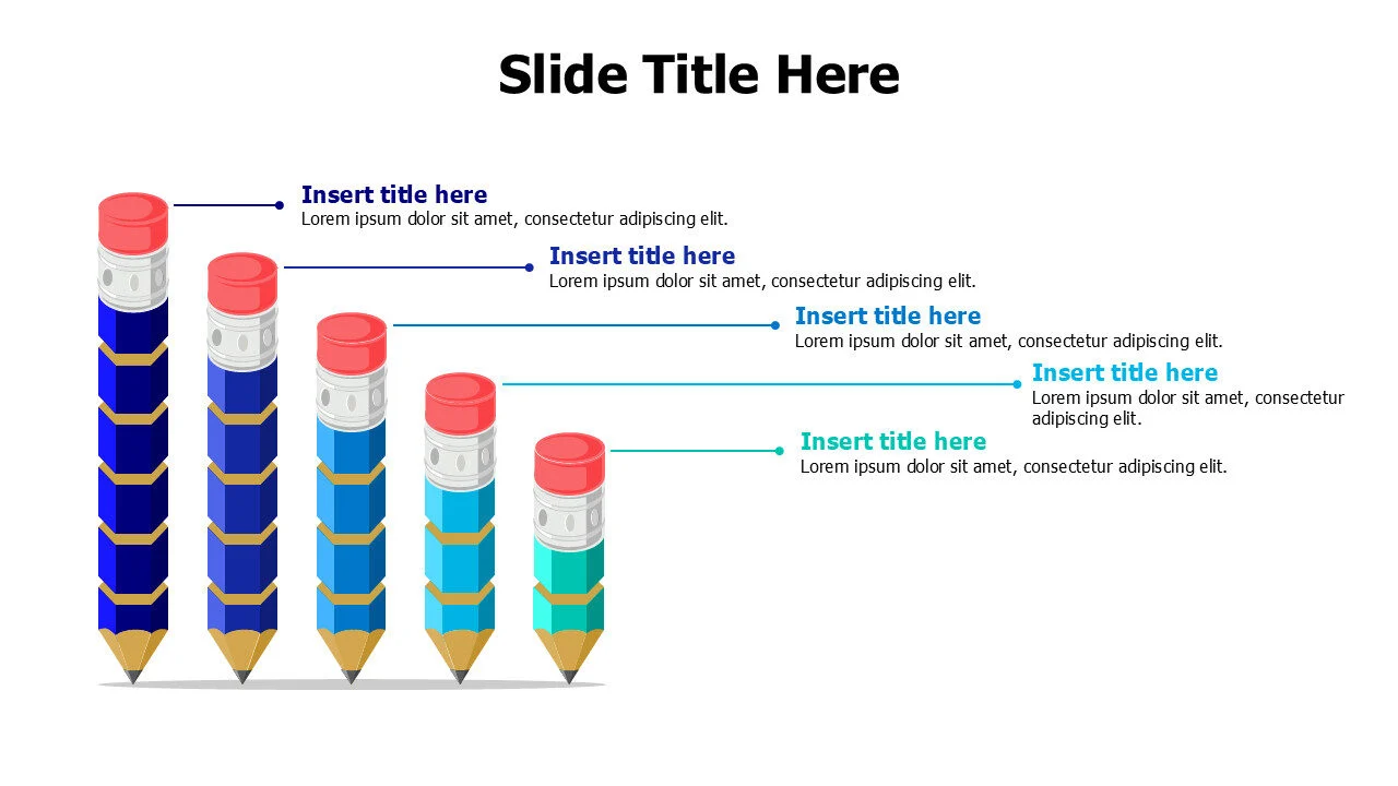 Five 3d pencils template