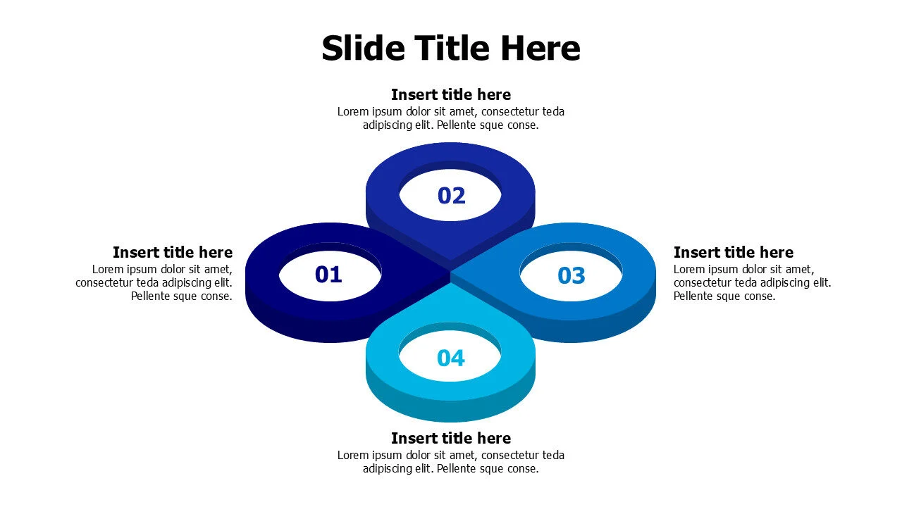 Four 3d Locations pins