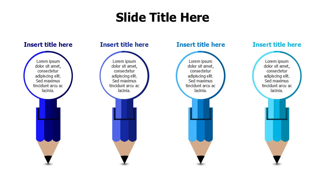 Four pencils with circles template