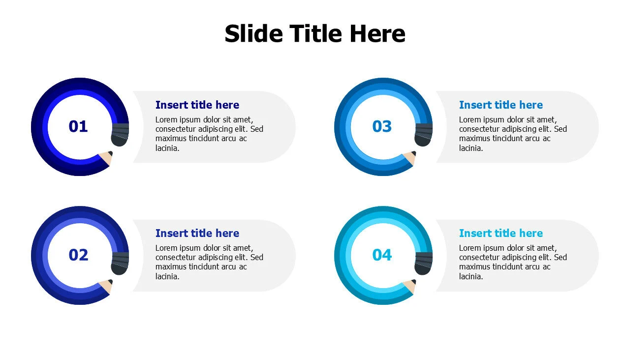 Four rounded pencils template