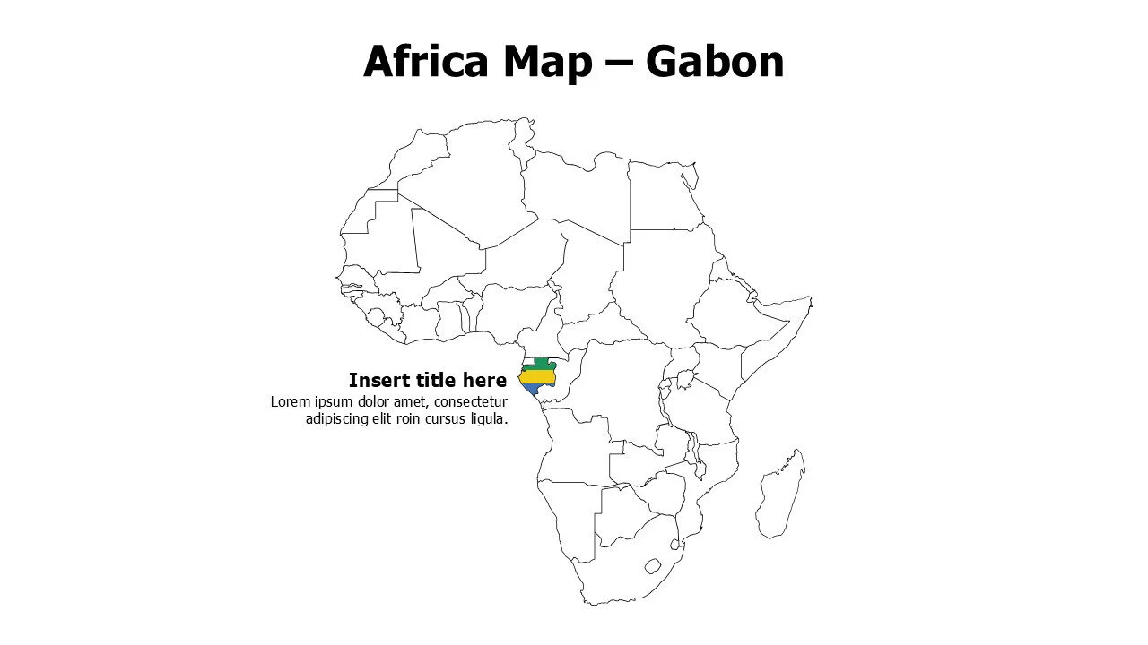 Gabon map with flag
