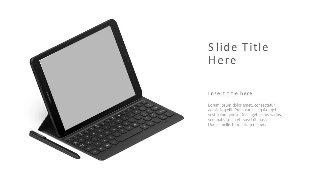 Ipad with keyboard 3d mockup