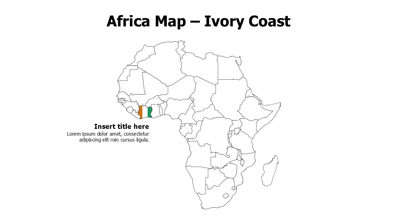 Ivory coast map with flag
