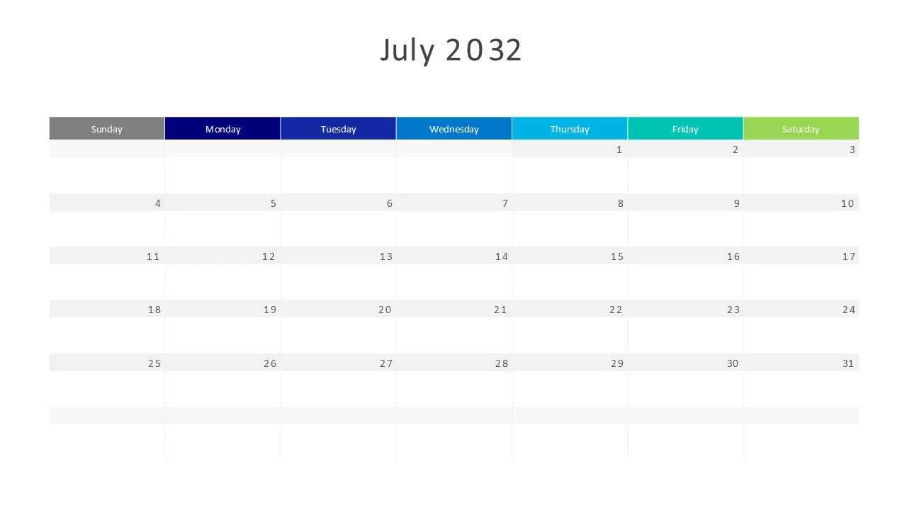 July 2032 calendar