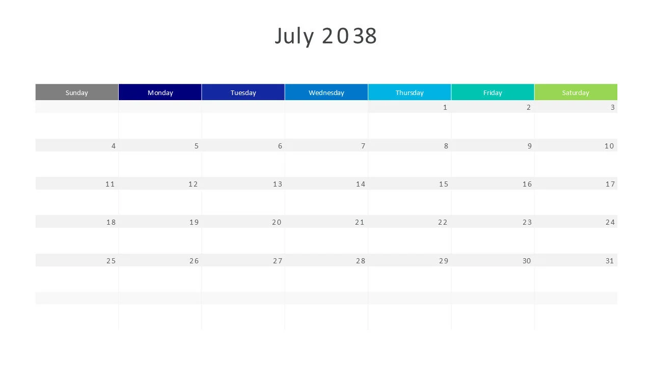 July 2038 calendar