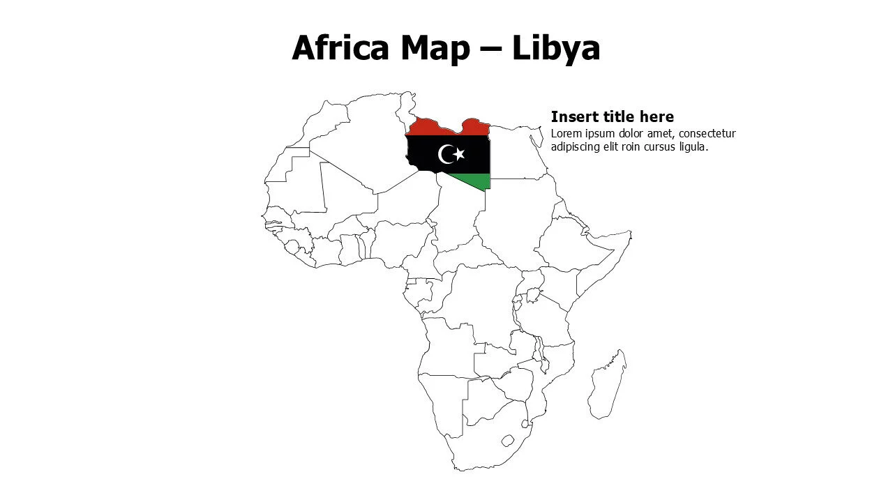 Libya map with flag