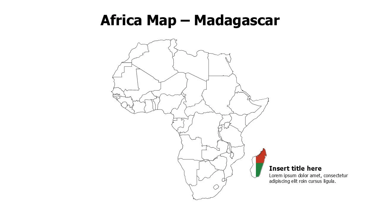 Madagascar map with flag