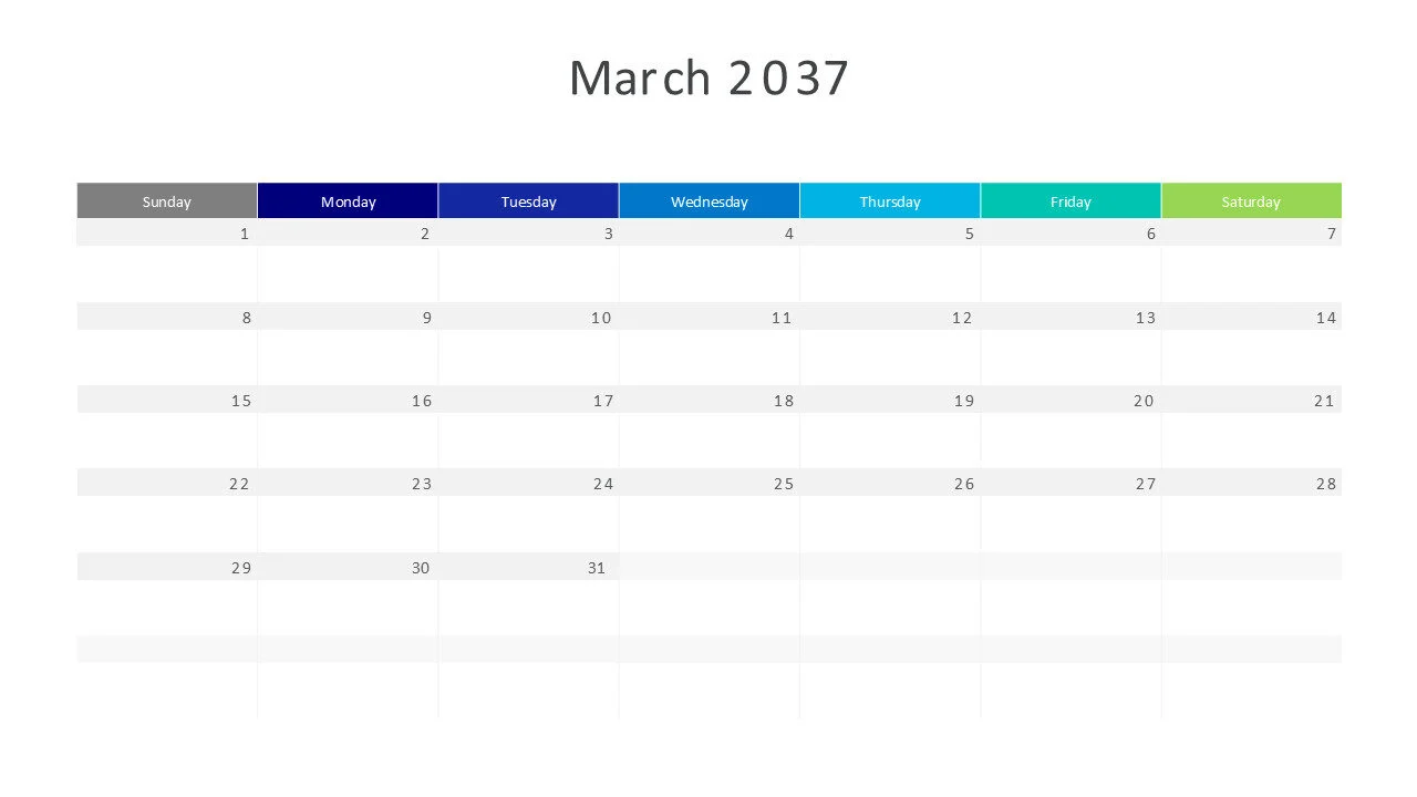 March 2037 calendar