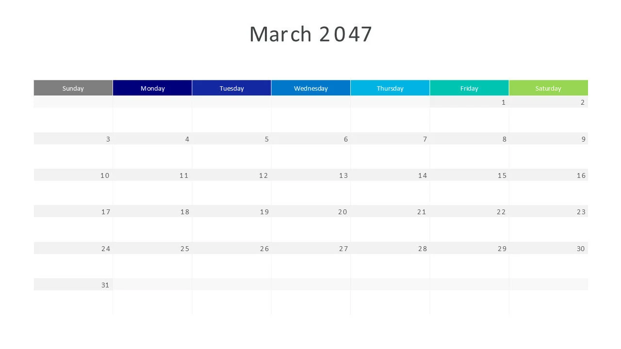 March 2047 calendar
