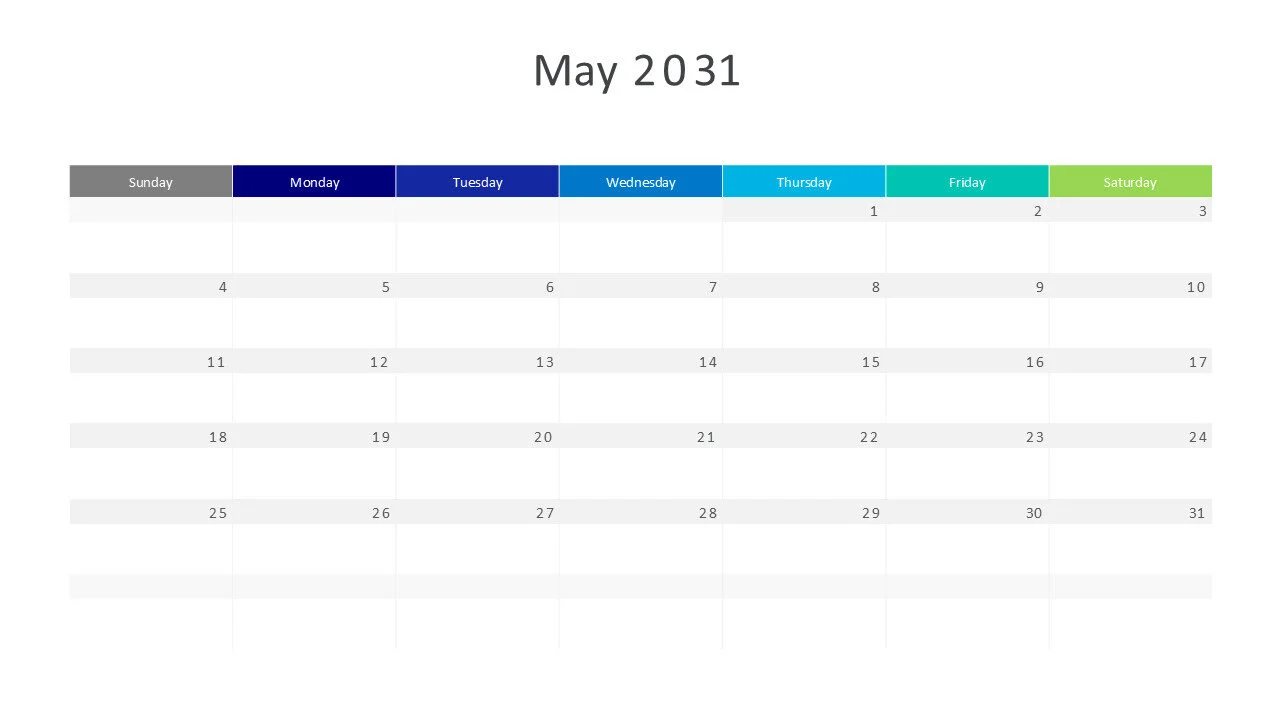 May 2031 calendar