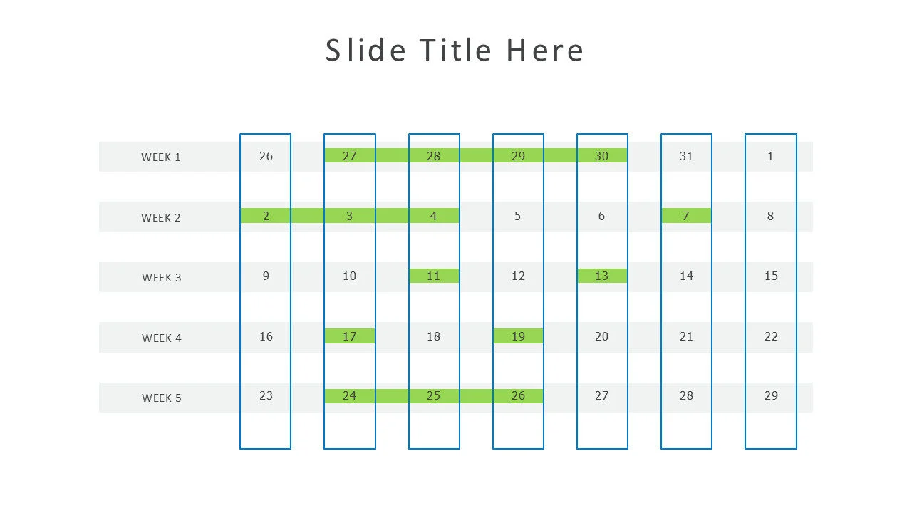Month Calendar start in Wednesday 1