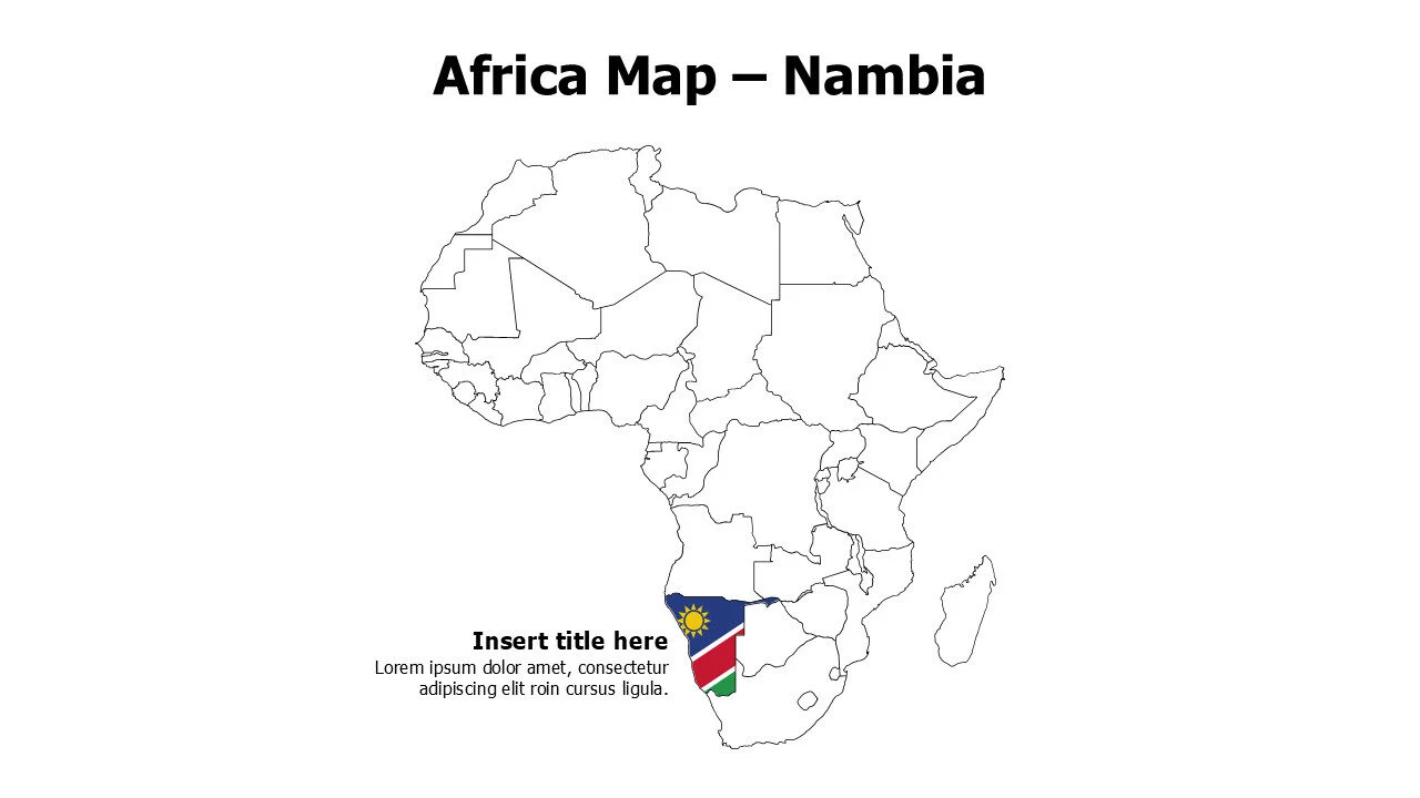 Namibia map with flag