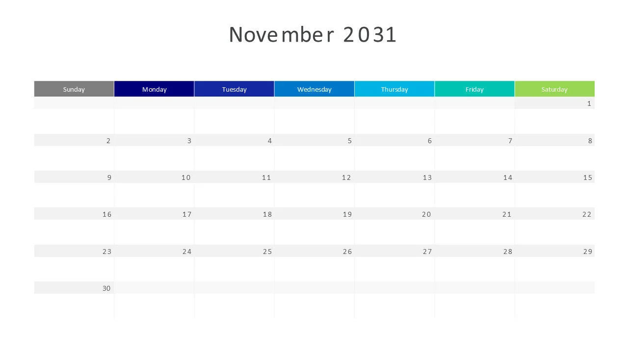 November 2031 calendar