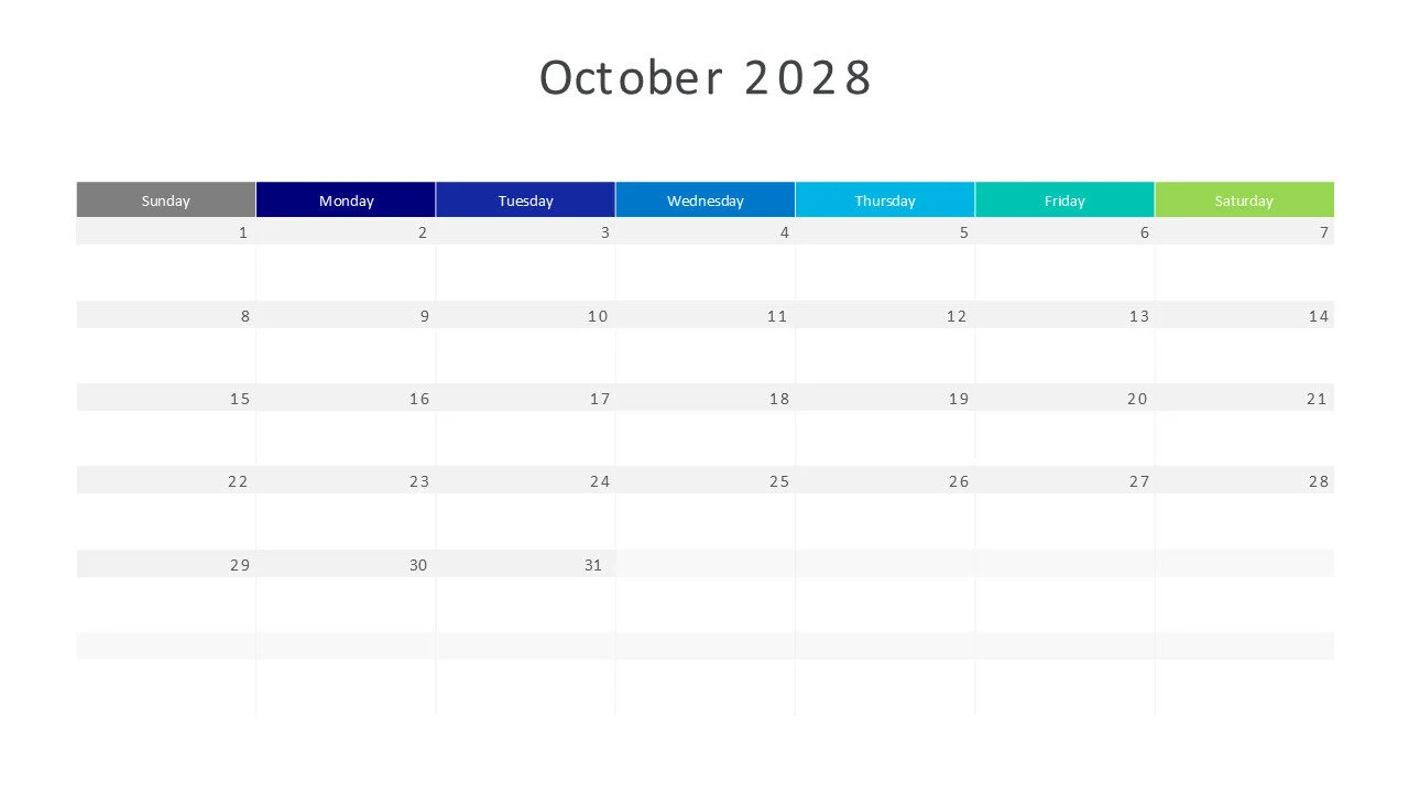 October 2028 calendar
