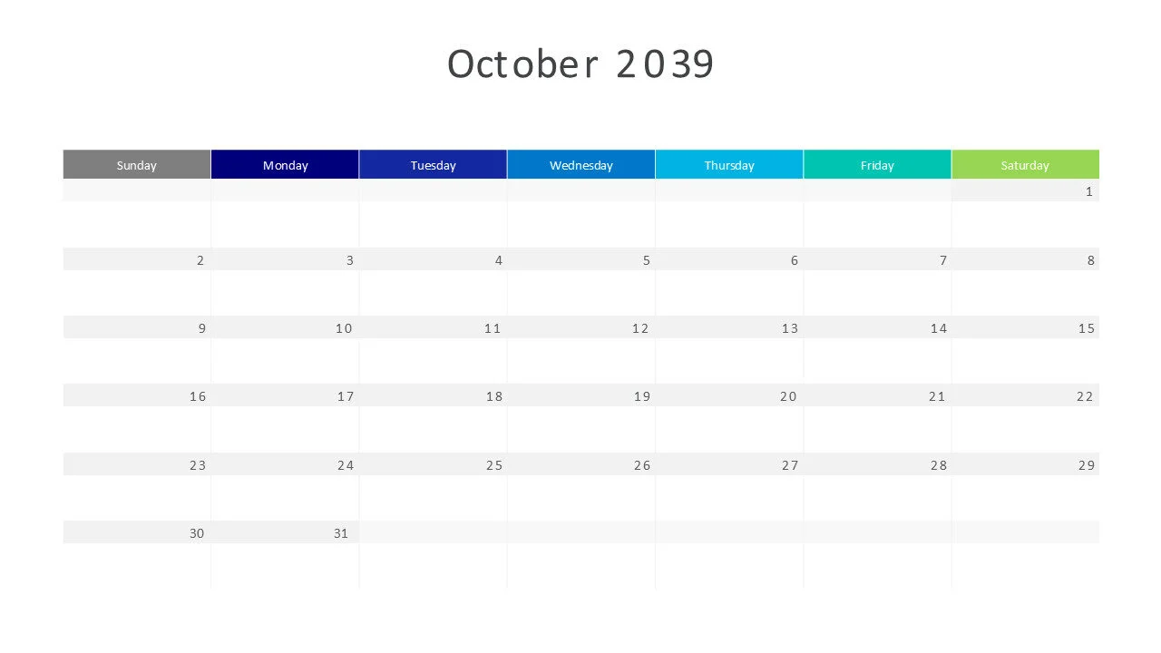 October 2039 calendar