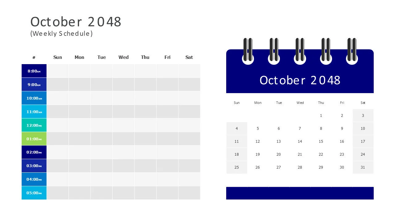 October 2048 weekly schedule