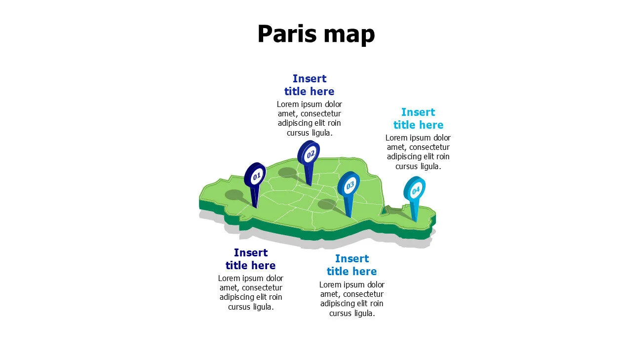 Paris 3D map with location pins