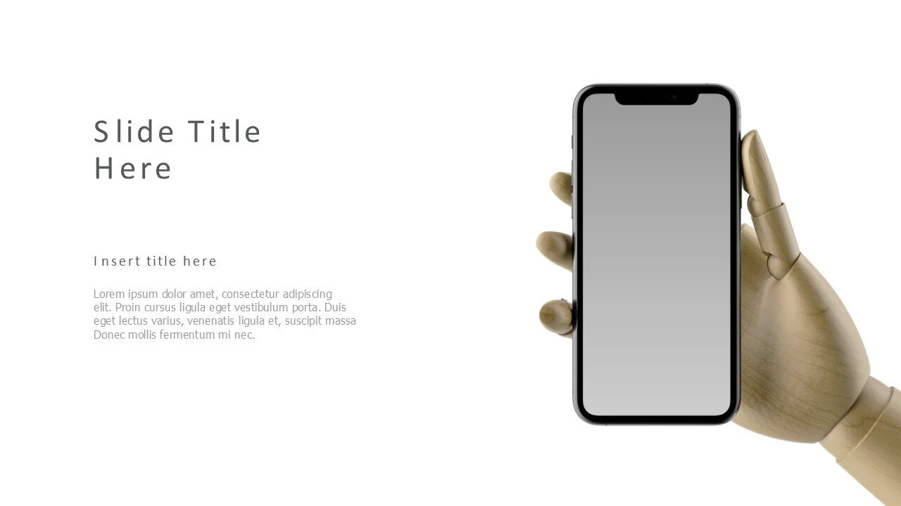 Right robot hand with mobile mockup