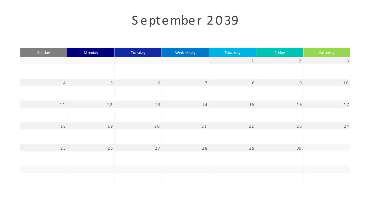 September 2039 calendar