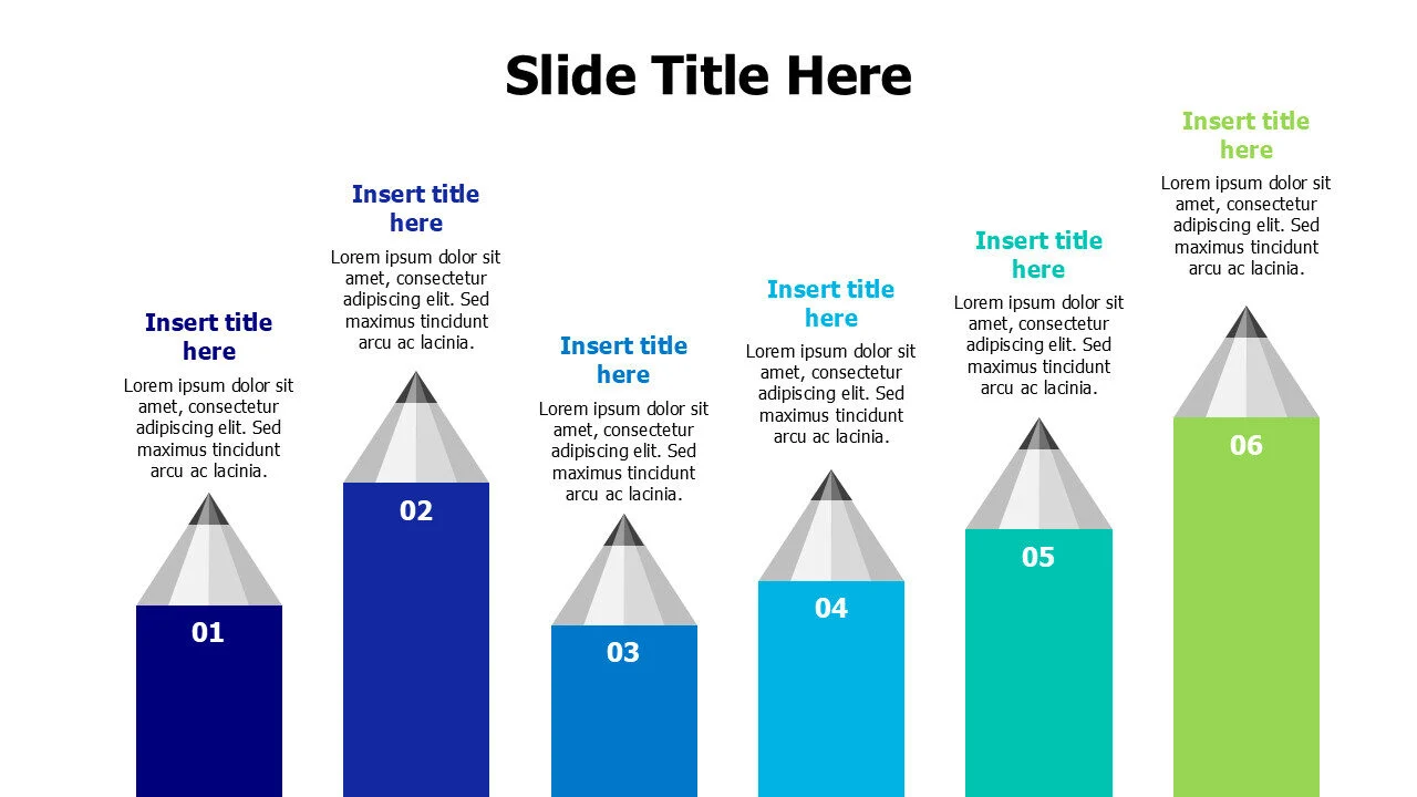 Six pencils infographic template