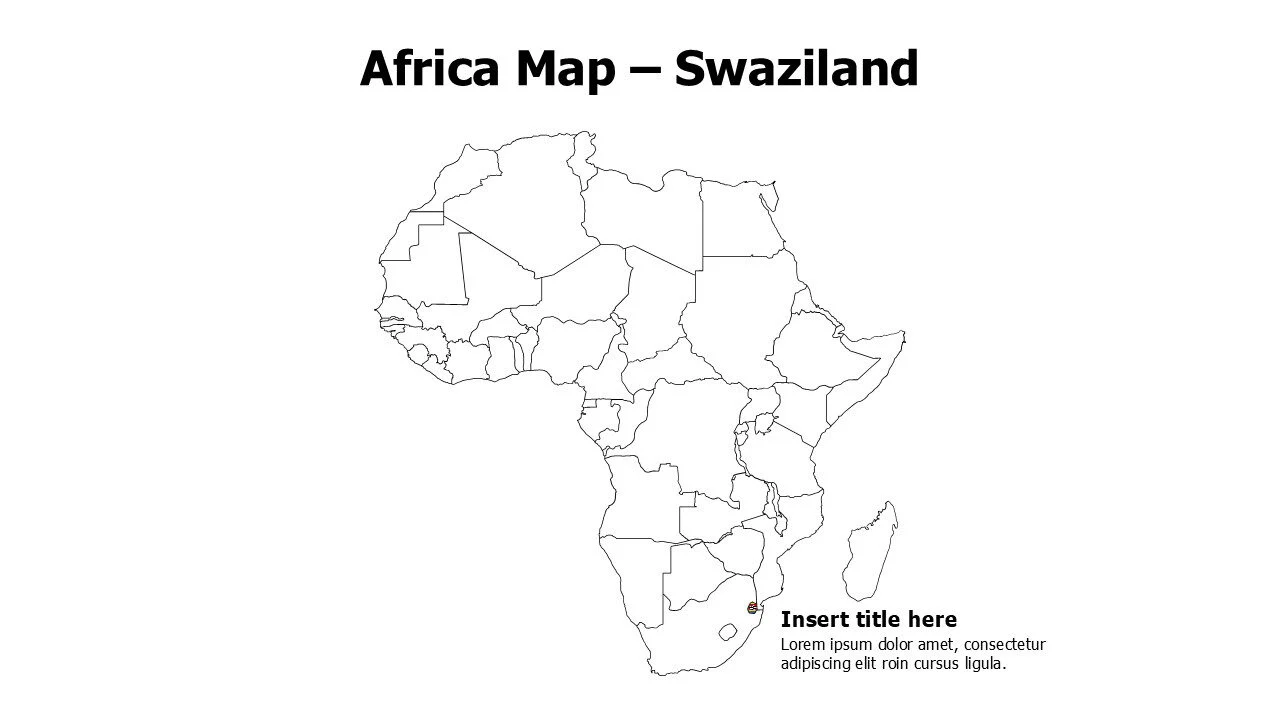 Swaziland map with flag