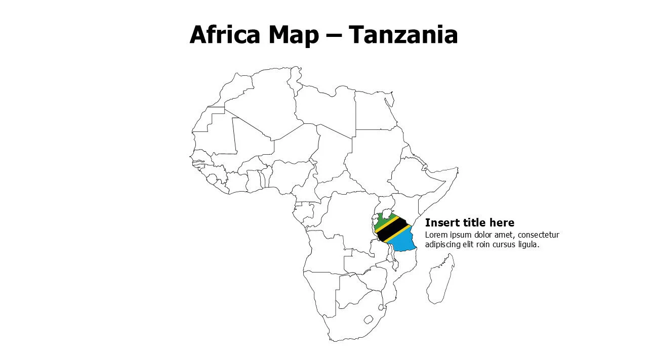 Tanzania map with flag