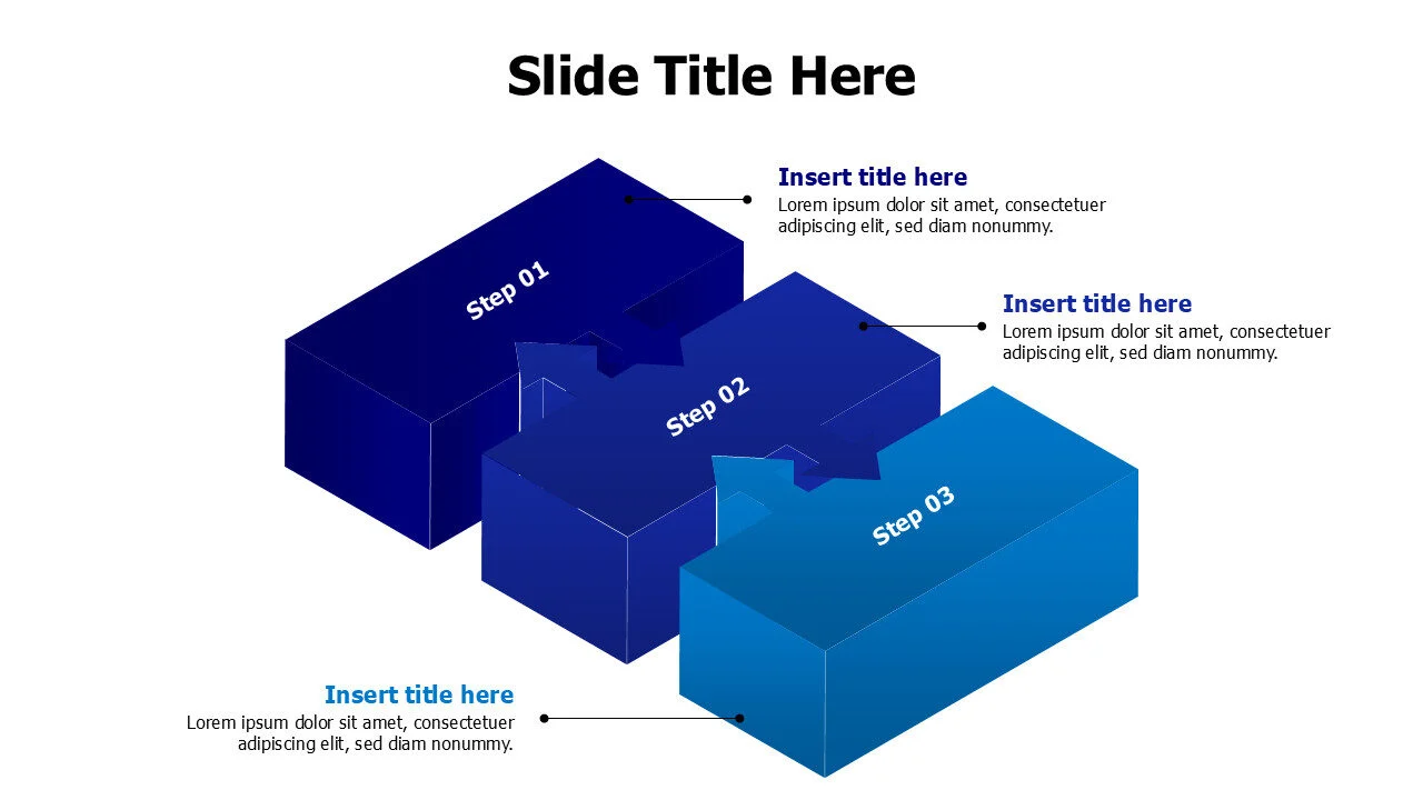 Three 3d rectangle pieces