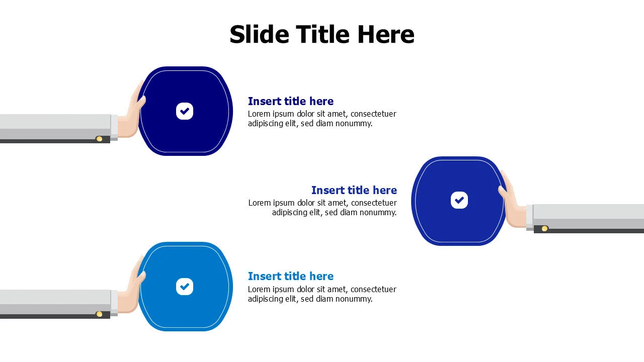 Three hands holding infographic