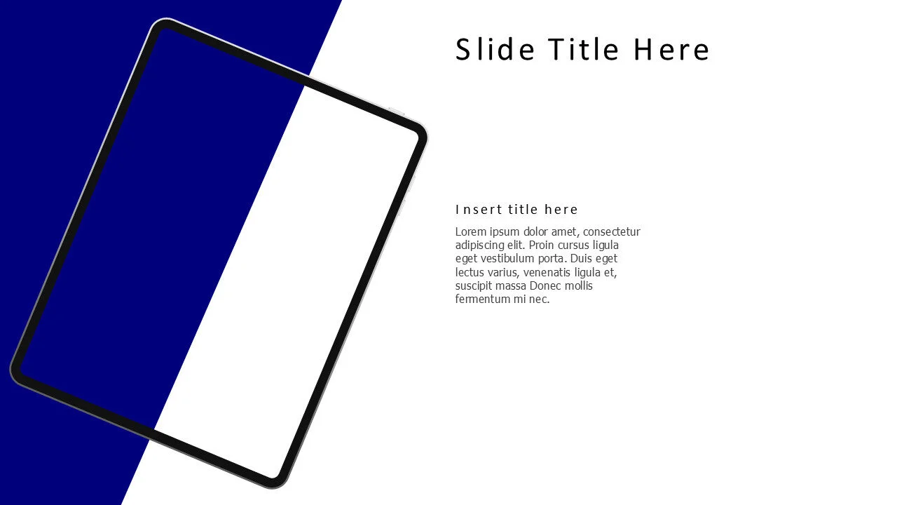 Tilted ipad tablet with color