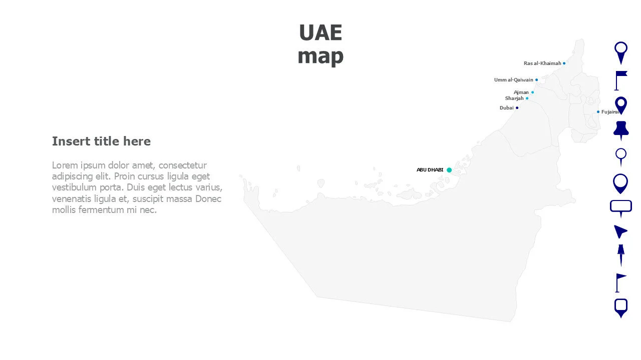 United Arab Emirates UAE map with name