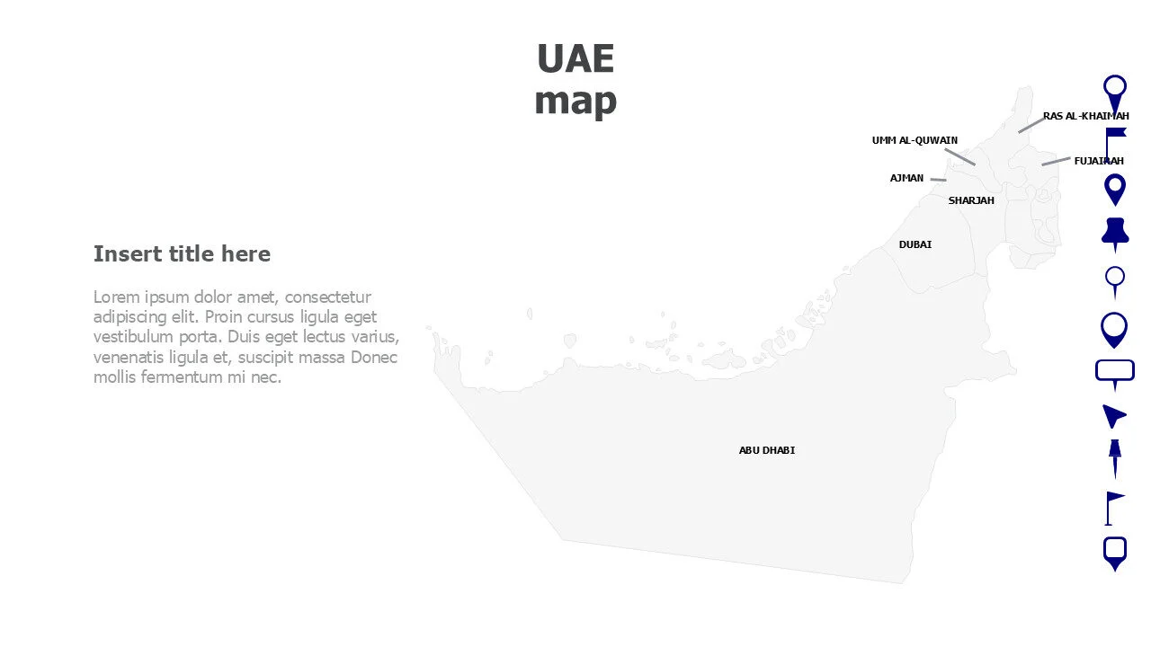 United Arab Emirates UAE map with names