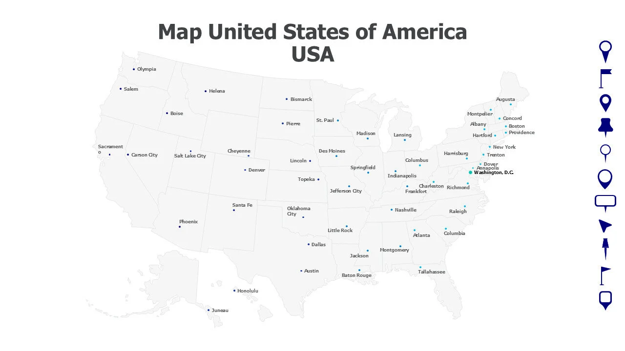 United States of America USA map with states name 15