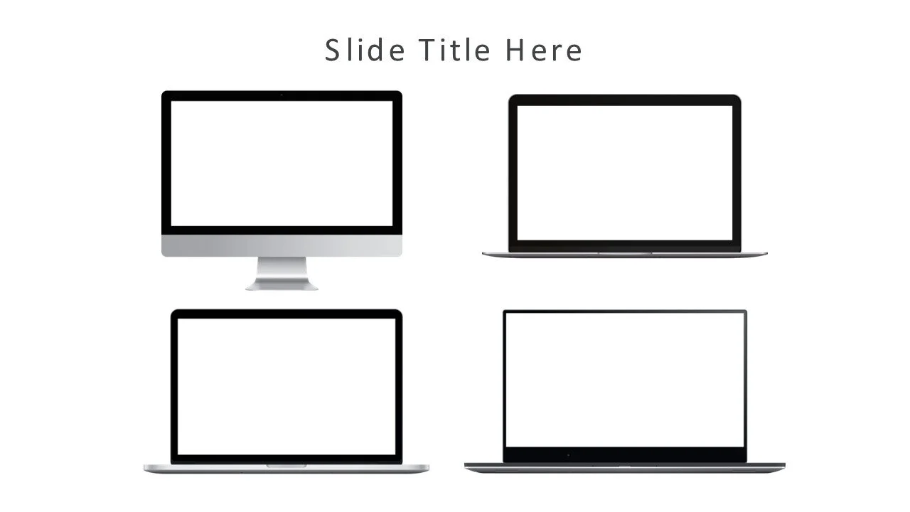 different computer screens mockups