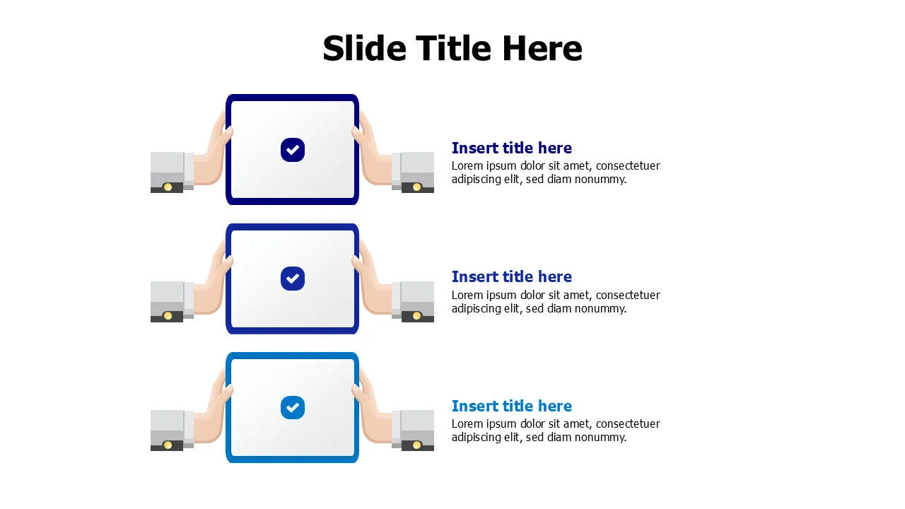 three hand holding signs infographic