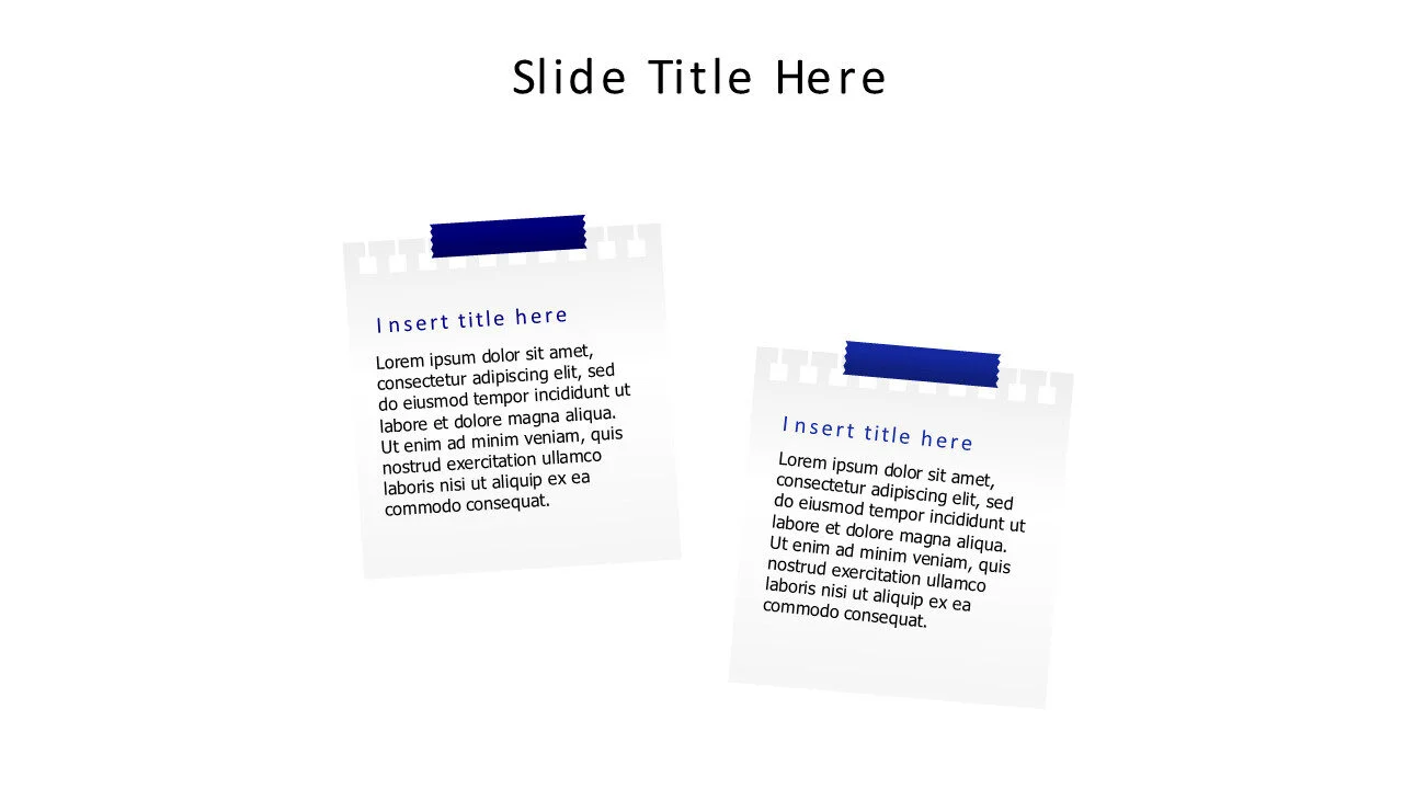 2 cutted notebook paper with stick tapes