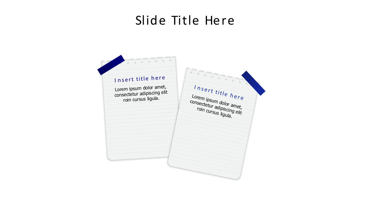 2 notebook pages with stick tapes