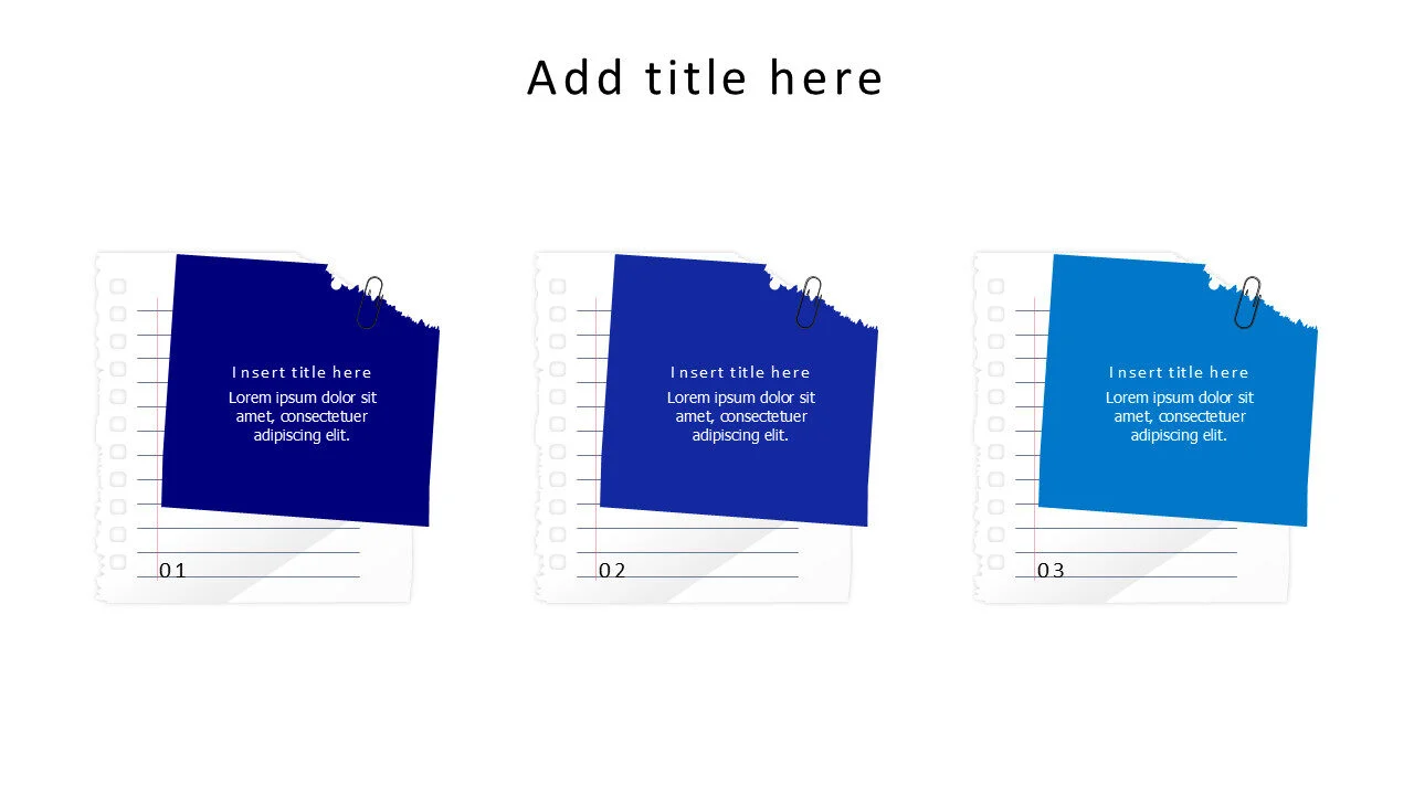 3 colored sticky notes