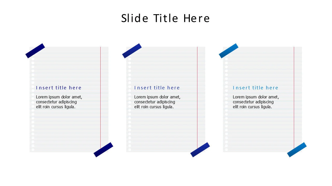 3 lined papers with sticky tapes