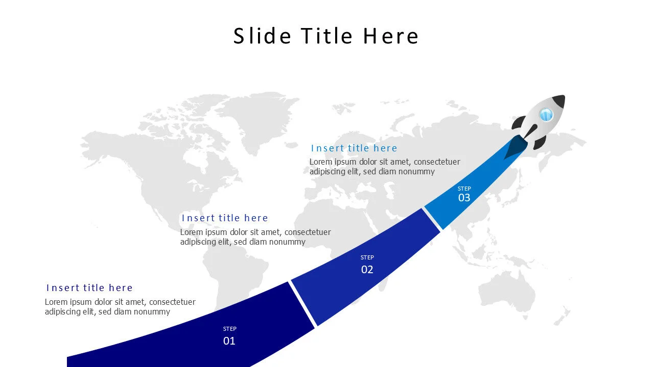 3 steps launch rocket infographic