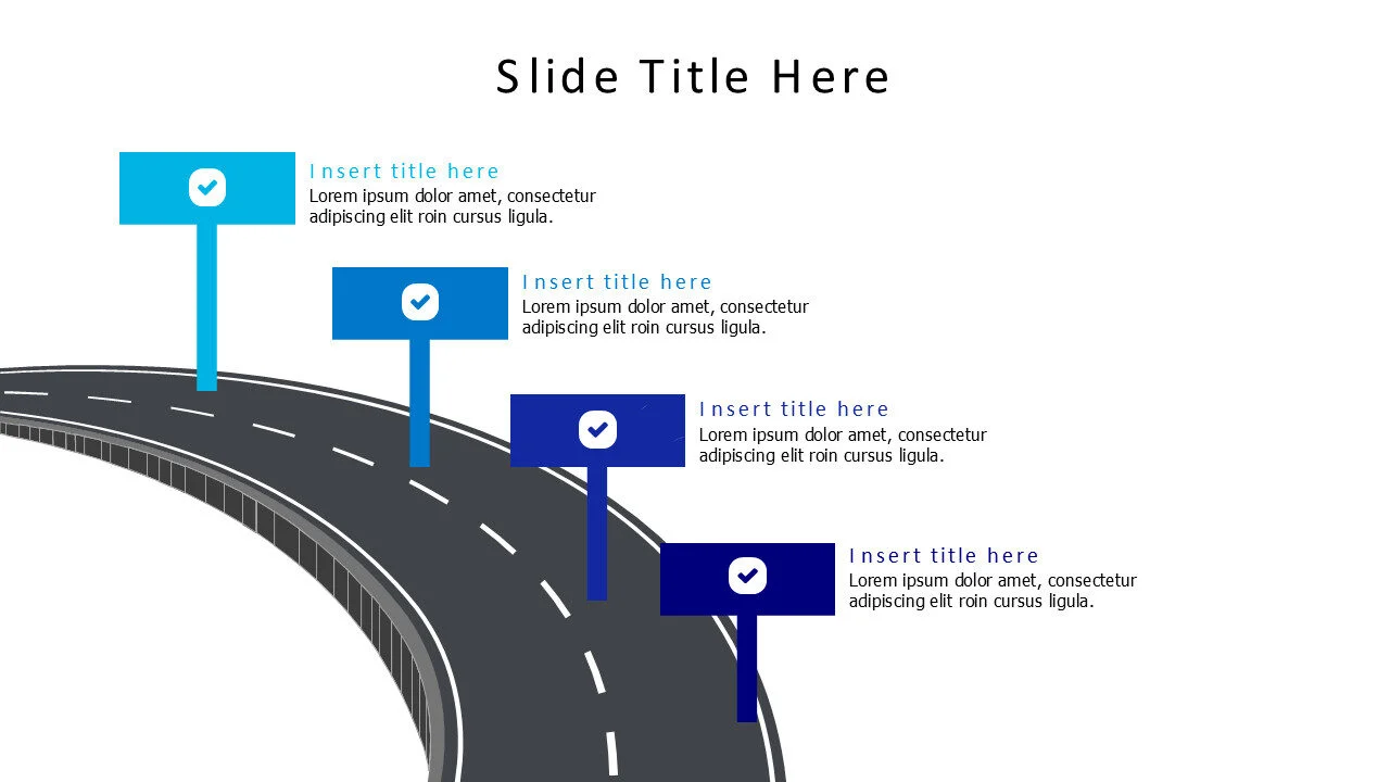 4 colored signs on road infographic v1.0
