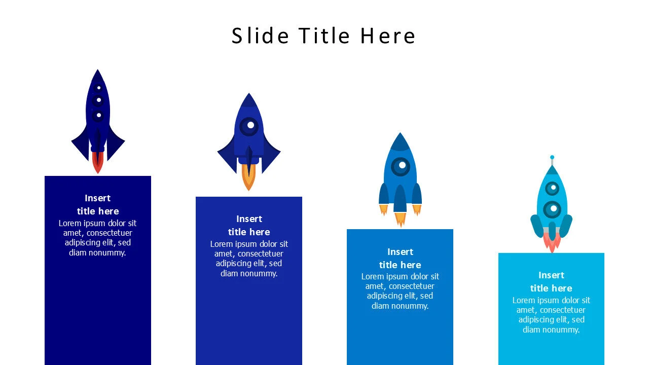 4 different colored rockets infographic
