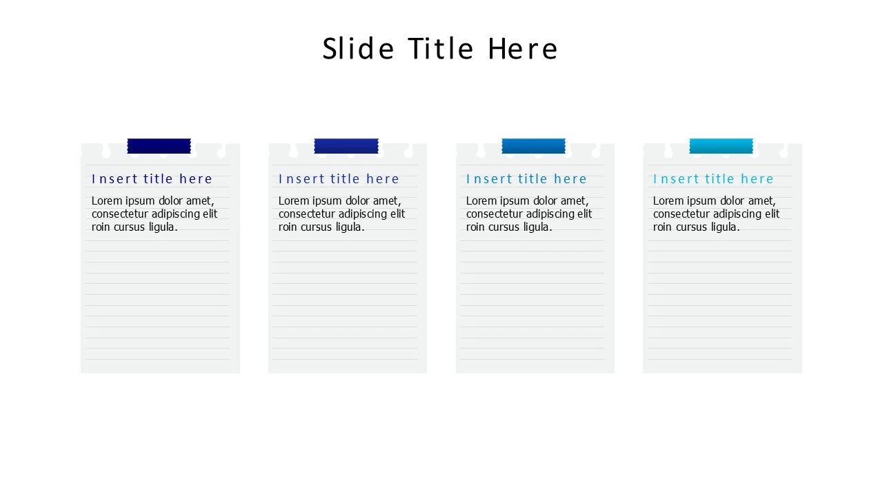 4 notebook papers with sticky tape