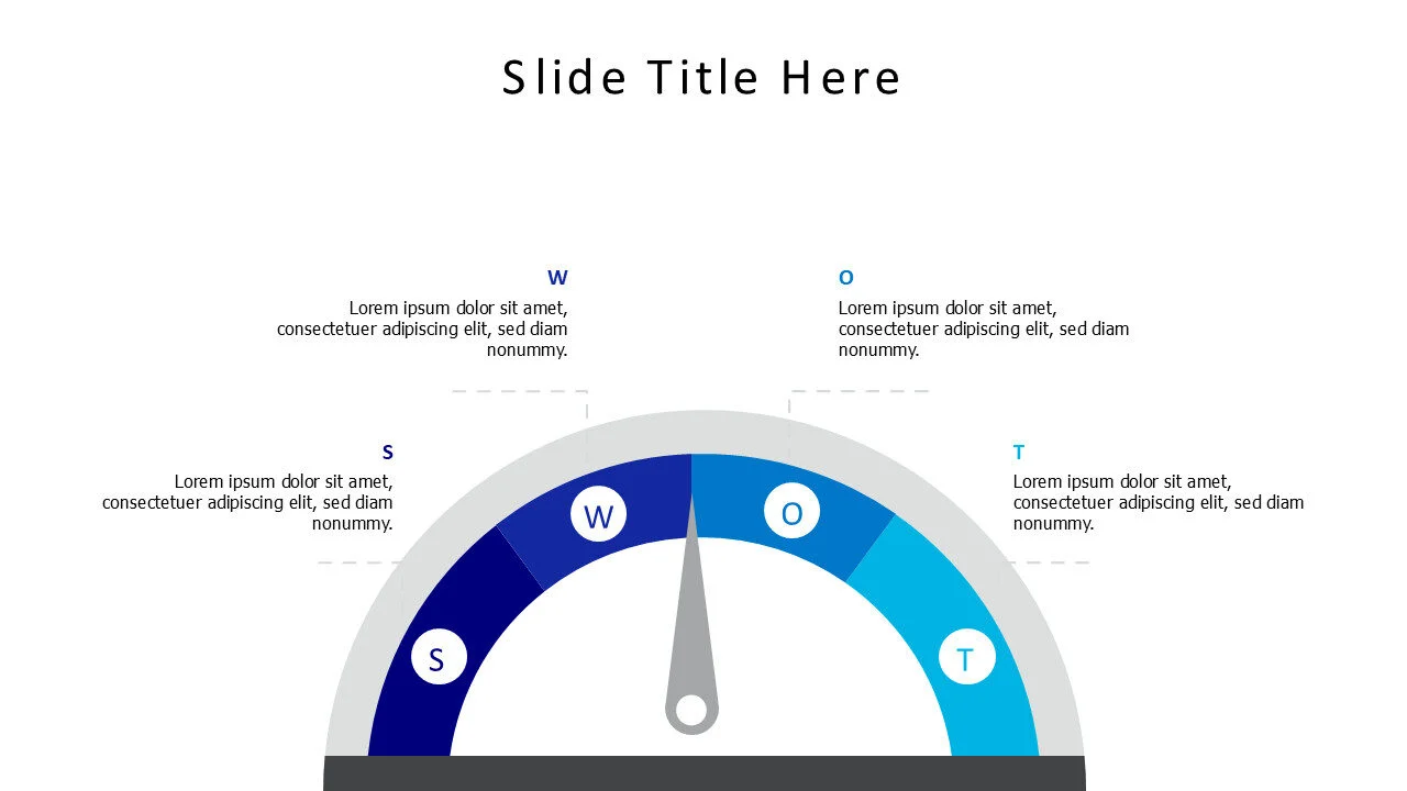 4 points colored meter swot infographic