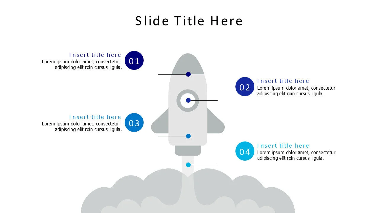 4 points flying rocket with smoke infographic v2.0