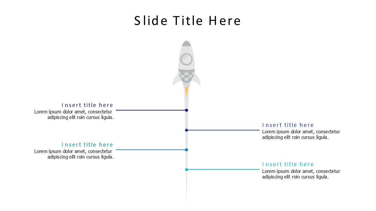 4 points minimal rocket with lines infographic